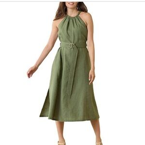 Tommy Bahama linen tie back halter neck midi dress xxs
